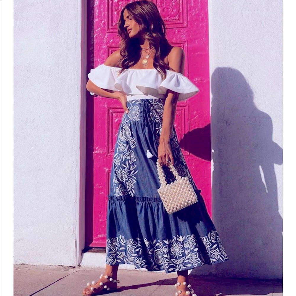 Misa Los Angeles Louisa Embroidered Skirt